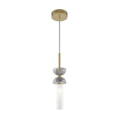 Maytoni Pendellamper > hængelampe Kyoto, guld, Ø 10 cm, marmor, glas