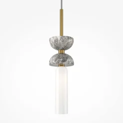 Maytoni Pendellamper > hængelampe Kyoto, guld, Ø 10 cm, marmor, glas