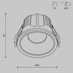 Maytoni Indbygningsspots > indbygningslampe Alfa, sort/hvid, Ø 8,5 cm, 15 W, 36°