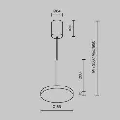 Maytoni Arbejdsrum/Kontor > LED-hængelampe Plato, messing, Ø 18,5 cm, aluminium