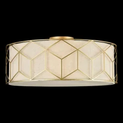 Loftlamper ^ Maytoni loftlampe Messina, Ø 57 cm, beige, linned