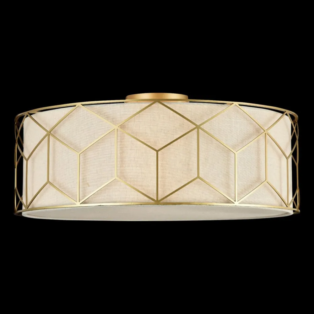 Loftlamper ^ Maytoni loftlampe Messina, Ø 57 cm, beige, linned