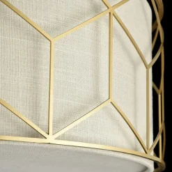 Loftlamper ^ Maytoni loftlampe Messina, Ø 57 cm, beige, linned
