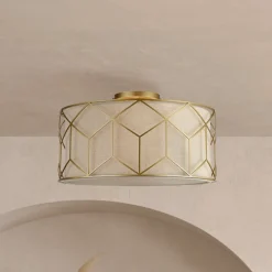 Maytoni Loftlamper > loftlampe Messina, Ø 43 cm, beige, linned