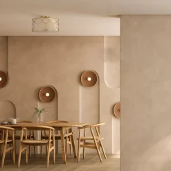 Maytoni Loftlamper > loftlampe Messina, Ø 43 cm, beige, linned