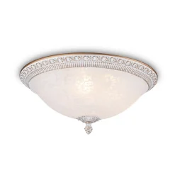 Loftlamper ^ Maytoni loftlampe Pascal, hvid/guld, Ø 35 cm glas/metal