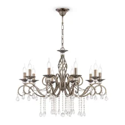 Lysekroner ^ Maytoni lysekrone Grace antik messing metal/glas 10 lyskilder.