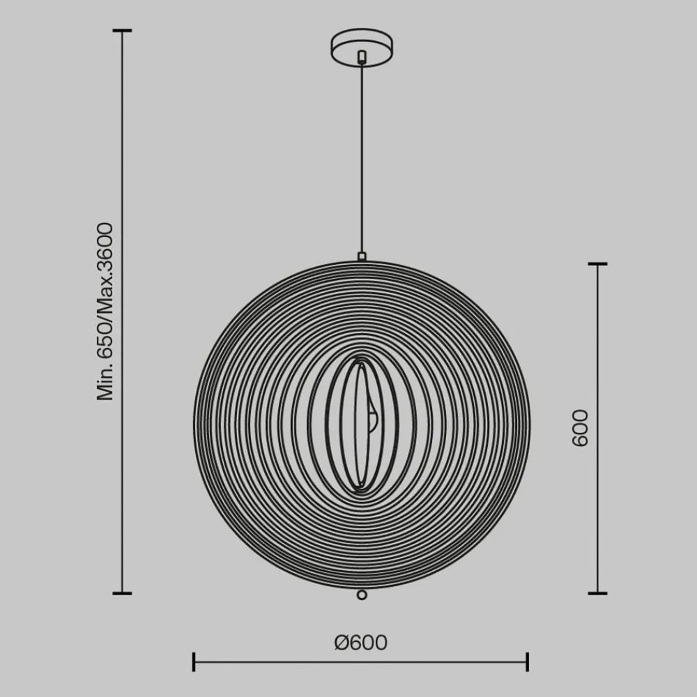 Pendellamper ^ Maytoni Roots hængelampe, sfærisk form, Ø 60 cm, træ/sort