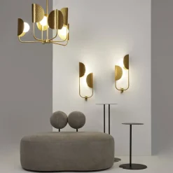 Væglamper ^ Maytoni Tropic væglampe, højre, messing, 2 lyskilder, metal