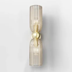 Maytoni Gang|Pendellamper > væglampe Antic, 2 lyskilder, guld/amber, glas