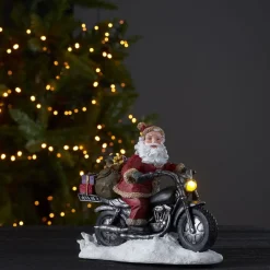 Dekorationsbelysning|Julepynt ^ STAR TRADING Merryville LED-dekolampe, julemand på motorcykel