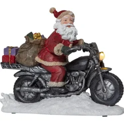Dekorationsbelysning|Julepynt ^ STAR TRADING Merryville LED-dekolampe, julemand på motorcykel