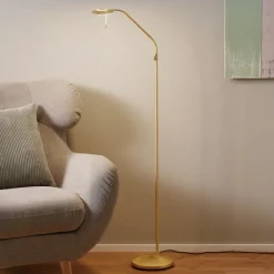 Steinhauer Gulvlamper|Gulvlamper > Messingfarvet LED-gulvlampe Zenith med lysdæmper
