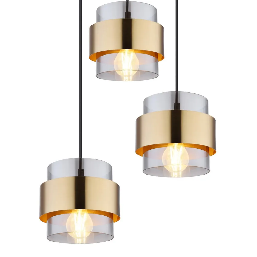 Pendellamper ^ Globo Milley hængelampe, Ø 45 cm, messingfarvet, 3 lyskilder, metal