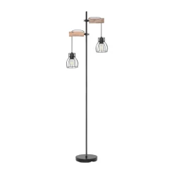 Globo Gulvlamper|Gulvlamper > Mina gulvlampe, sort/brun, højde 168 cm, metal/træ