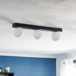 Markslöjd Loftlamper|Loftlamper > Mini loftlampe til bad, 3 lyskilder, sort, glas/metal