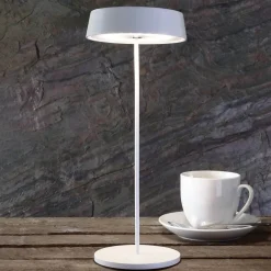 Dekorationsbelysning|Terrassebelysning ^ Deko-Light Miram LED-bordlampe med batteri, kan dæmpes, hvid
