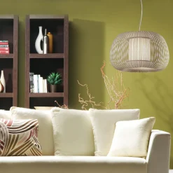 Pendellamper|Pendellamper ^ ACB ILUMINACIÓN Mirta pendel, skærm af akrylstivere, grå, Ø 45 cm