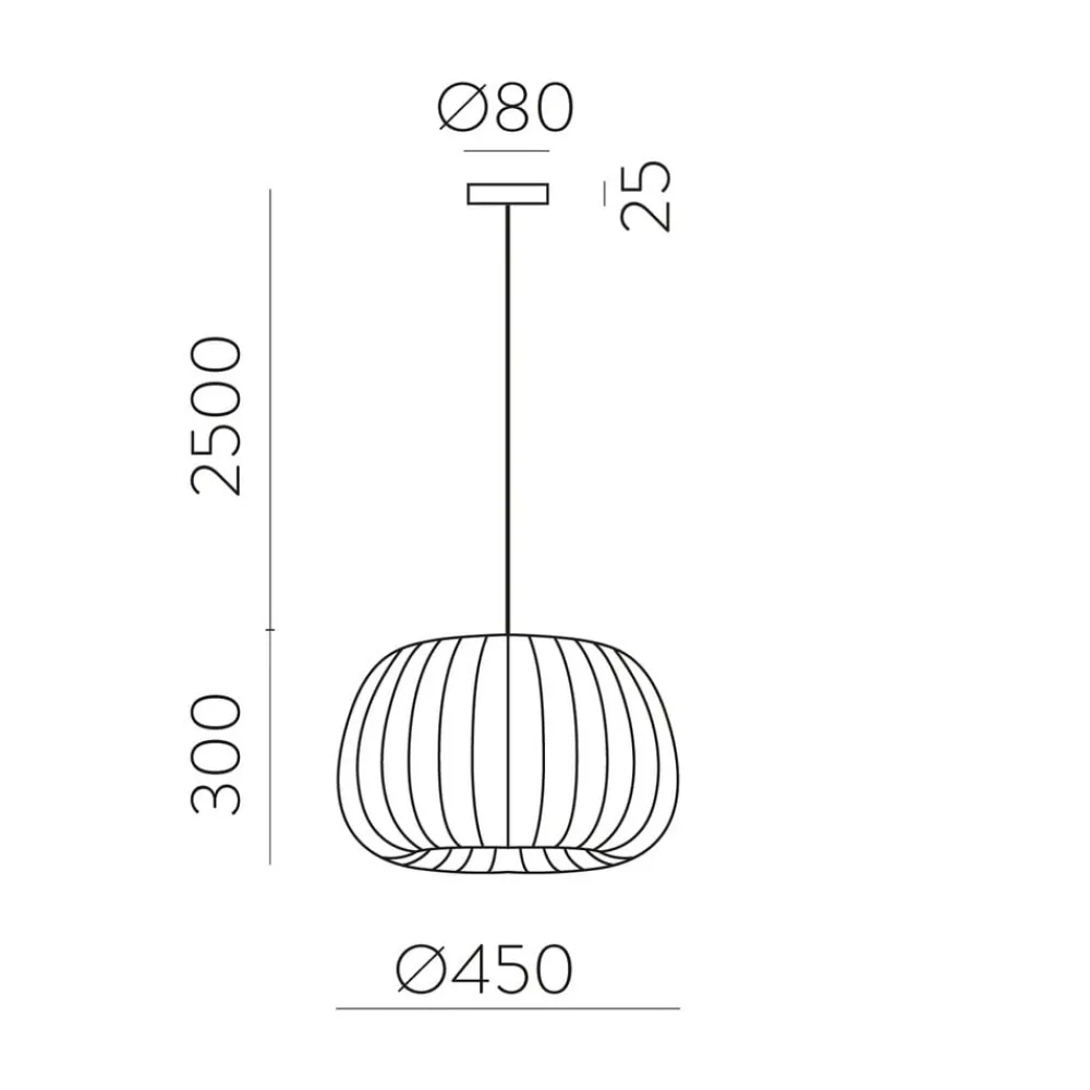 Pendellamper|Pendellamper ^ ACB ILUMINACIÓN Mirta pendel, skærm af akrylstivere, grå, Ø 45 cm