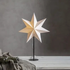 STAR TRADING Julepynt|Julestjerner > Mixa stående stjerne, metal/papir sort/hvid