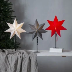 STAR TRADING Julepynt|Julestjerner > Mixa stående stjerne, metal/papir sort/hvid