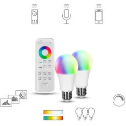Dæmpbar Led-Pære|Smarte Lyskilder ^ tint Müller Licht white+color Set 2xE27+styreenhed