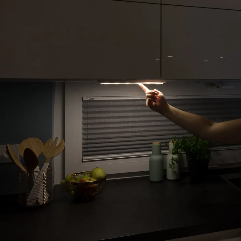 Underskabsbelysning ^ Müller-Licht Mobina Push 10 LED-møbellampe, hvid, 9,7 cm lang