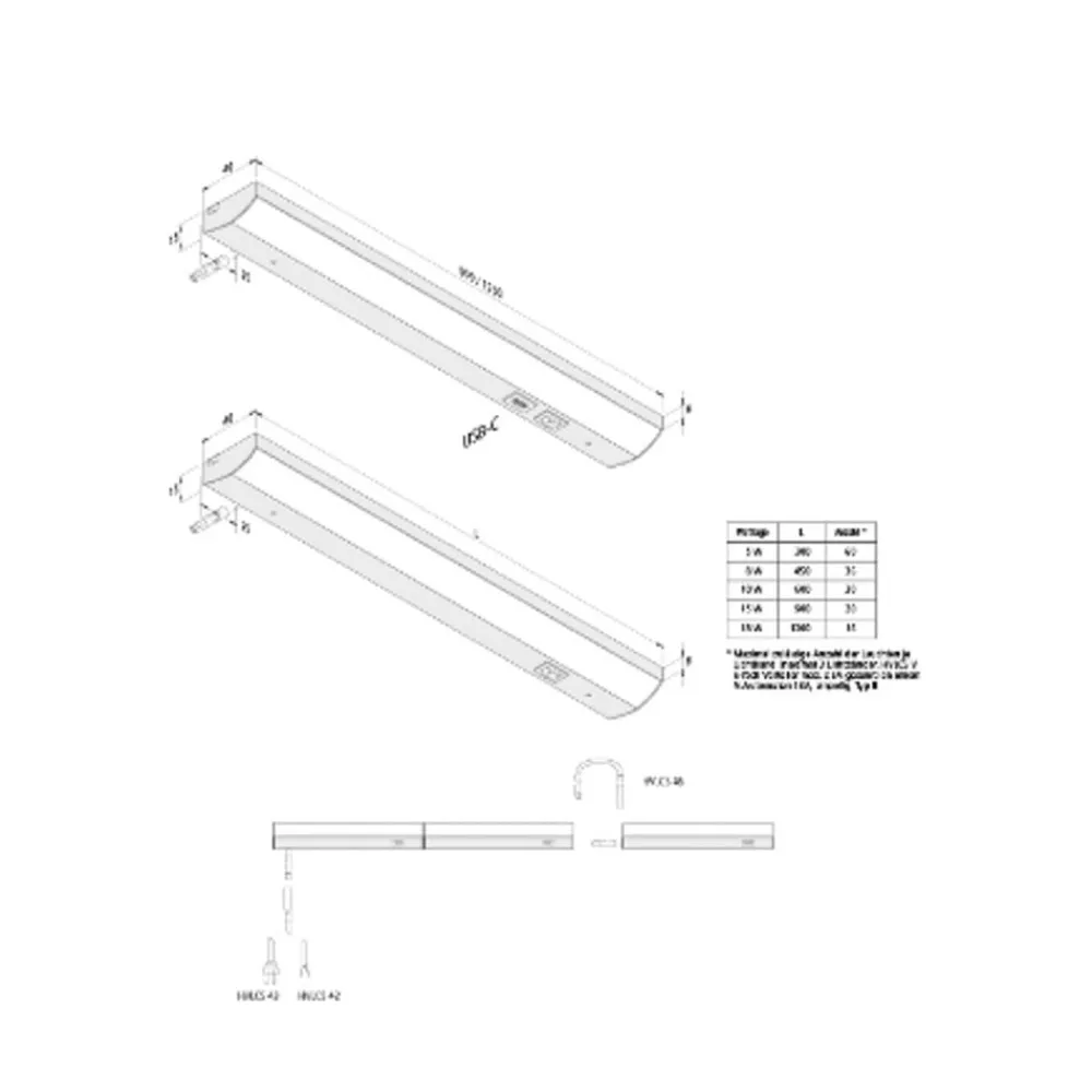 Hera Underskabsbelysning > ModuLite F LED-underskabsbelysning, sort, 60 cm, 3.000 K, aluminium