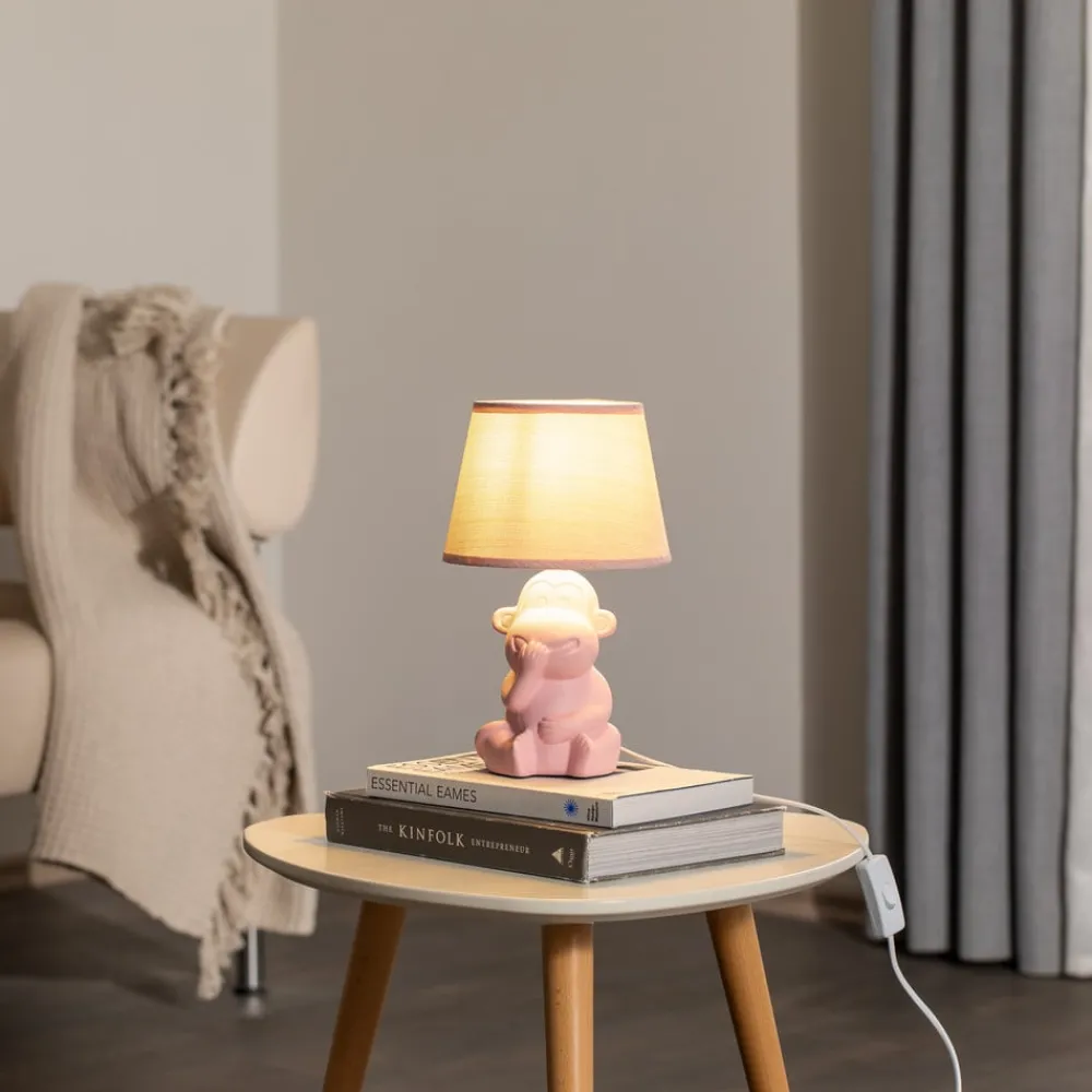 ONLI Bordlamper > Monkey bordlampe, pink, keramik, 28 cm høj, E14