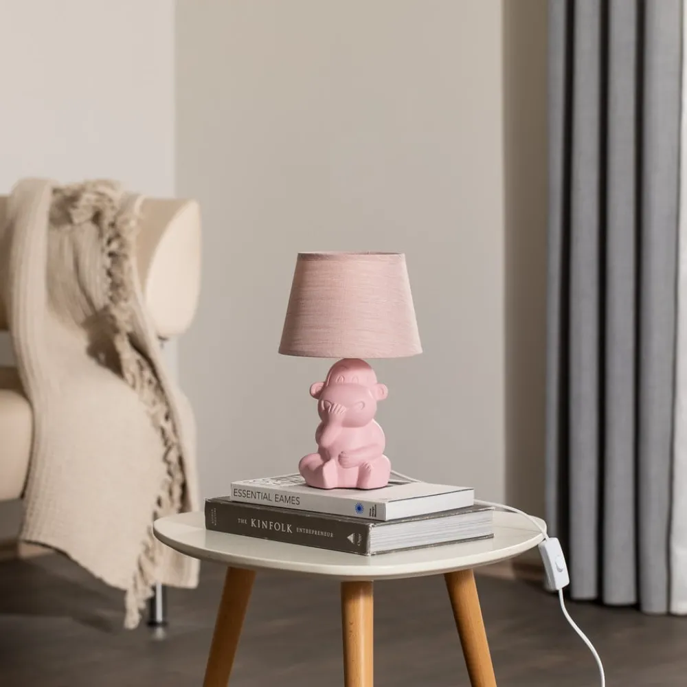 ONLI Bordlamper > Monkey bordlampe, pink, keramik, 28 cm høj, E14