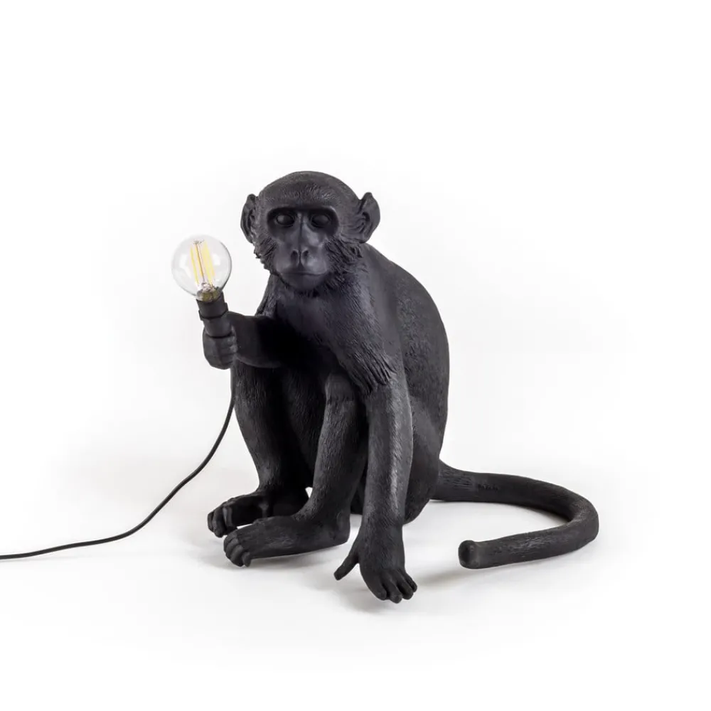 Dekorationsbelysning ^ SELETTI Monkey Lamp deko LED-terrasselampe, siddende, sort