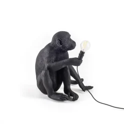 Dekorationsbelysning ^ SELETTI Monkey Lamp deko LED-terrasselampe, siddende, sort