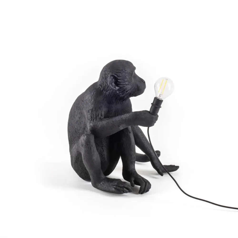 Dekorationsbelysning ^ SELETTI Monkey Lamp deko LED-terrasselampe, siddende, sort
