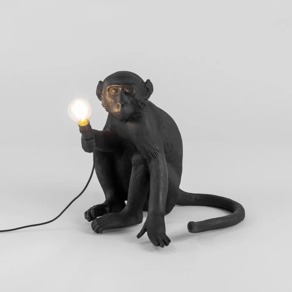 Dekorationsbelysning ^ SELETTI Monkey Lamp deko LED-terrasselampe, siddende, sort