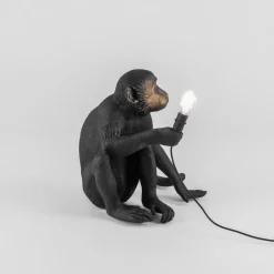 Dekorationsbelysning ^ SELETTI Monkey Lamp deko LED-terrasselampe, siddende, sort