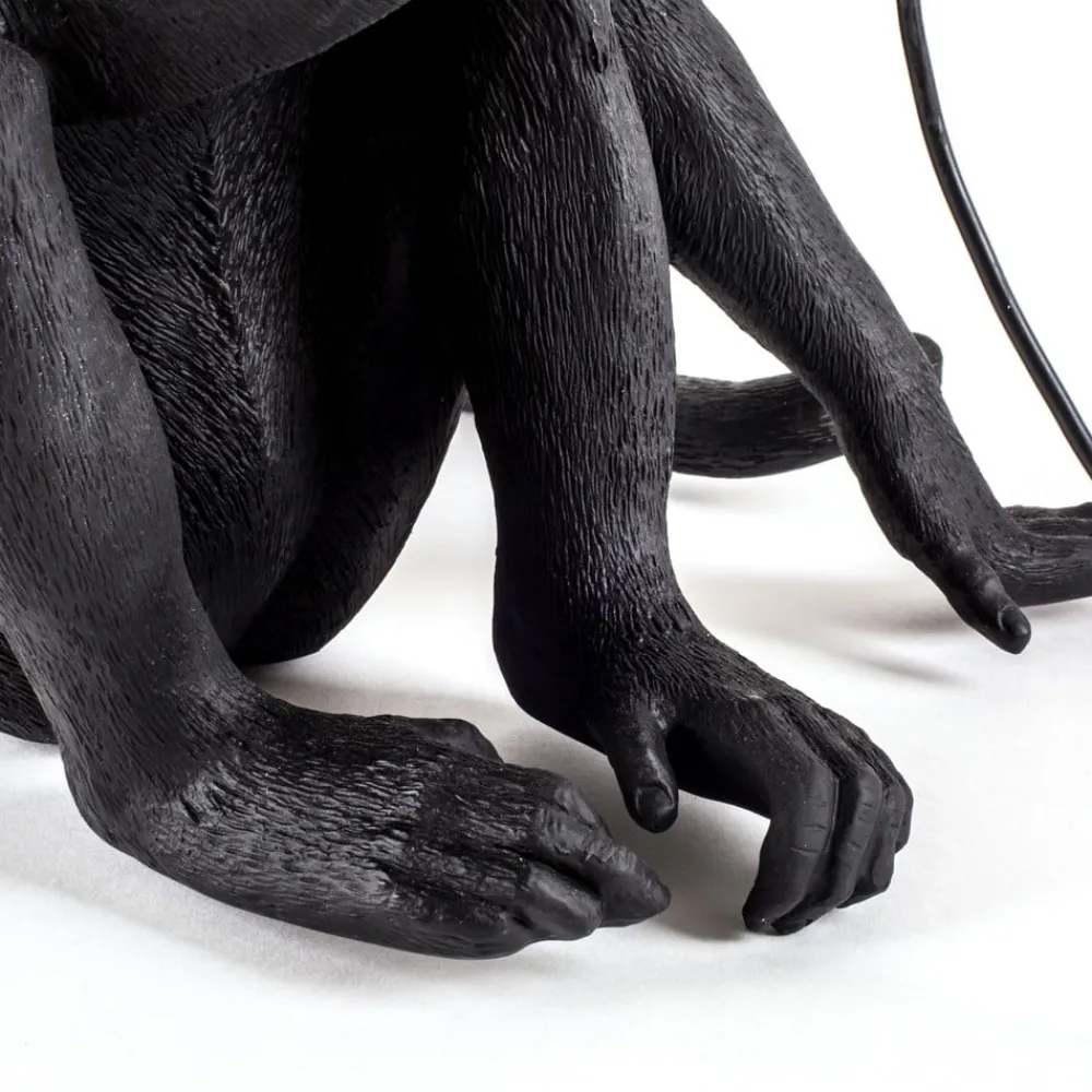 Dekorationsbelysning ^ SELETTI Monkey Lamp deko LED-terrasselampe, siddende, sort