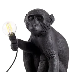 Dekorationsbelysning ^ SELETTI Monkey Lamp deko LED-terrasselampe, siddende, sort