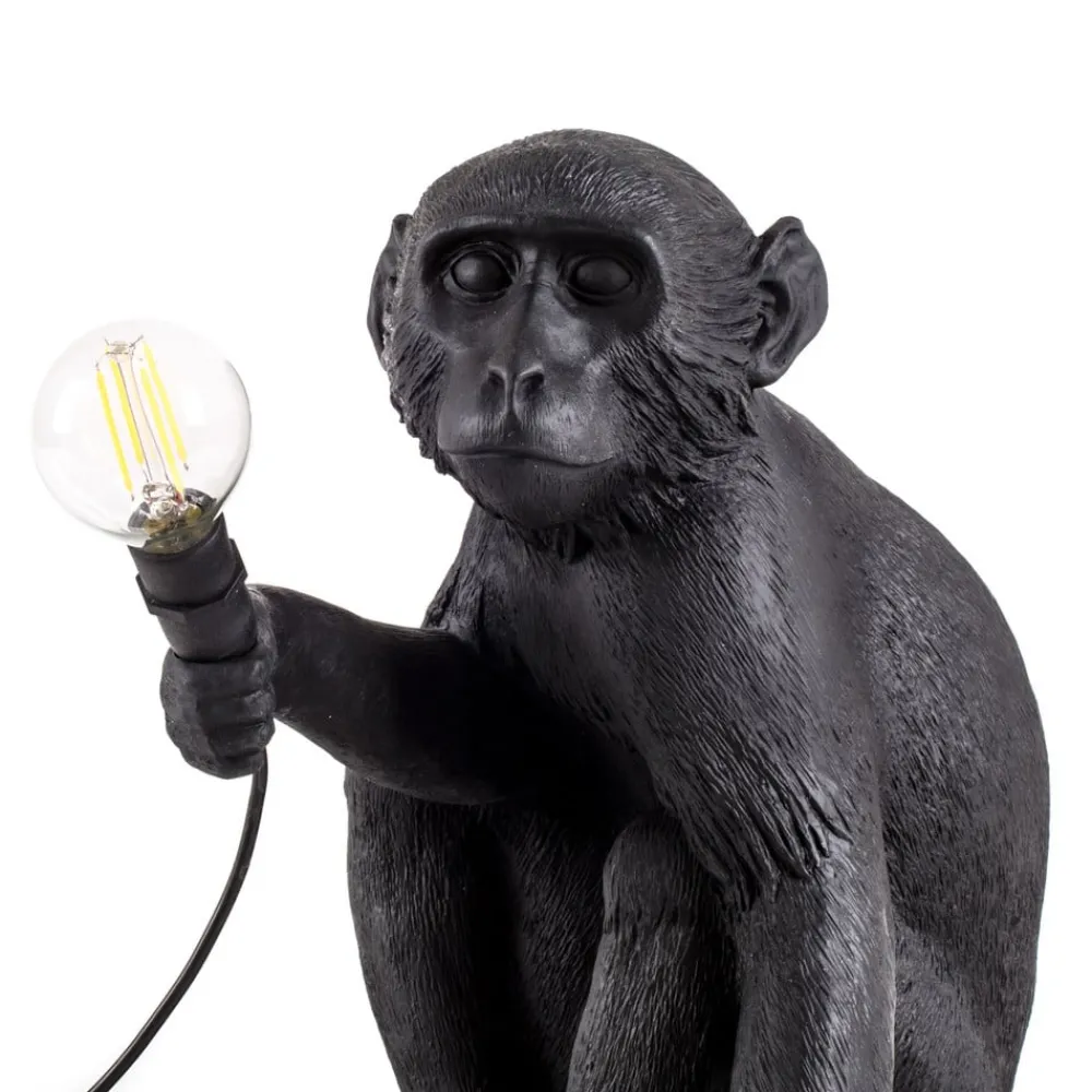 Dekorationsbelysning ^ SELETTI Monkey Lamp deko LED-terrasselampe, siddende, sort