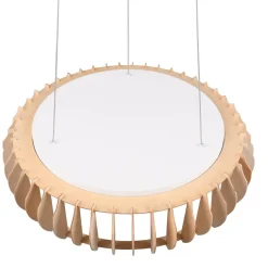 Pendellamper ^ Reality Leuchten Monte LED hængelampe, Ø 60 cm, lyst træ, træ, CCT