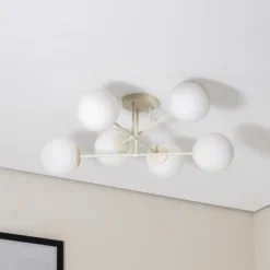 HELAM Loftlamper|Loftlamper > Moon loftlampe, 87 cm, 6 lyskilder, sandfarvet, glas, E27