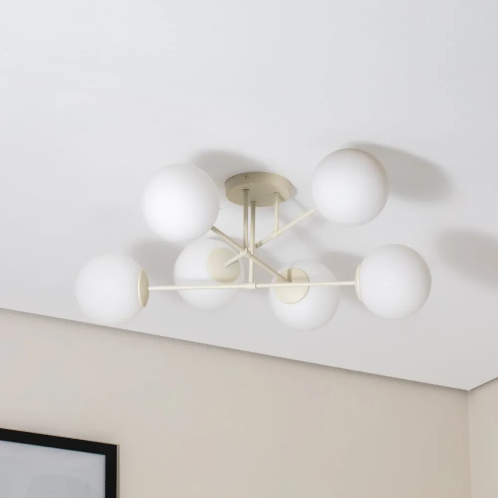 HELAM Loftlamper|Loftlamper > Moon loftlampe, 87 cm, 6 lyskilder, sandfarvet, glas, E27
