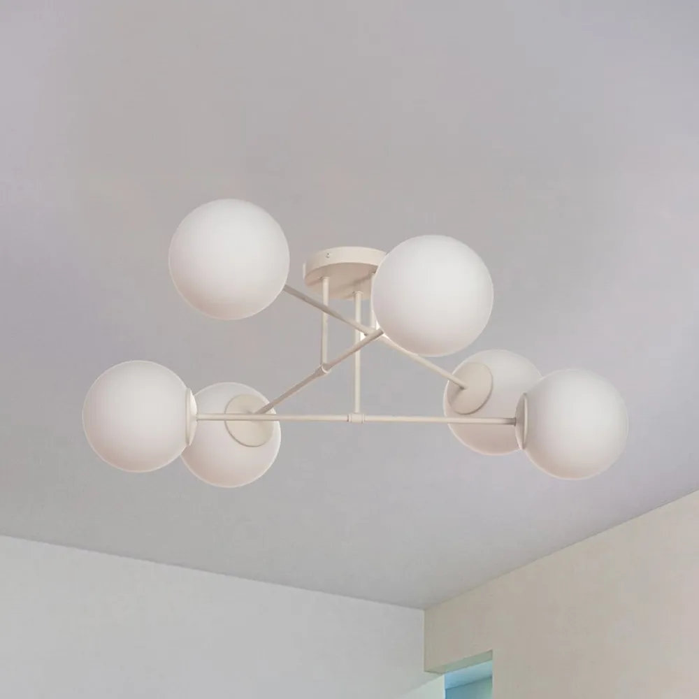 HELAM Loftlamper|Loftlamper > Moon loftlampe, 87 cm, 6 lyskilder, sandfarvet, glas, E27