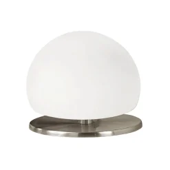 Bordlamper ^ Fabas Luce Morgana bordlampe, nikkel/hvid, touchdæmper, 3.000 K