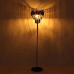 Globo Gulvlamper|Gulvlamper > Naxis gulvlampe, sort/røggrå, højde 160 cm, krystal
