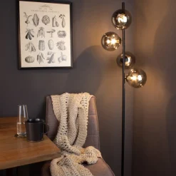 Eco-Light Gulvlamper|Gulvlamper > Neptun gulvlampe med røgglaskugler, sort