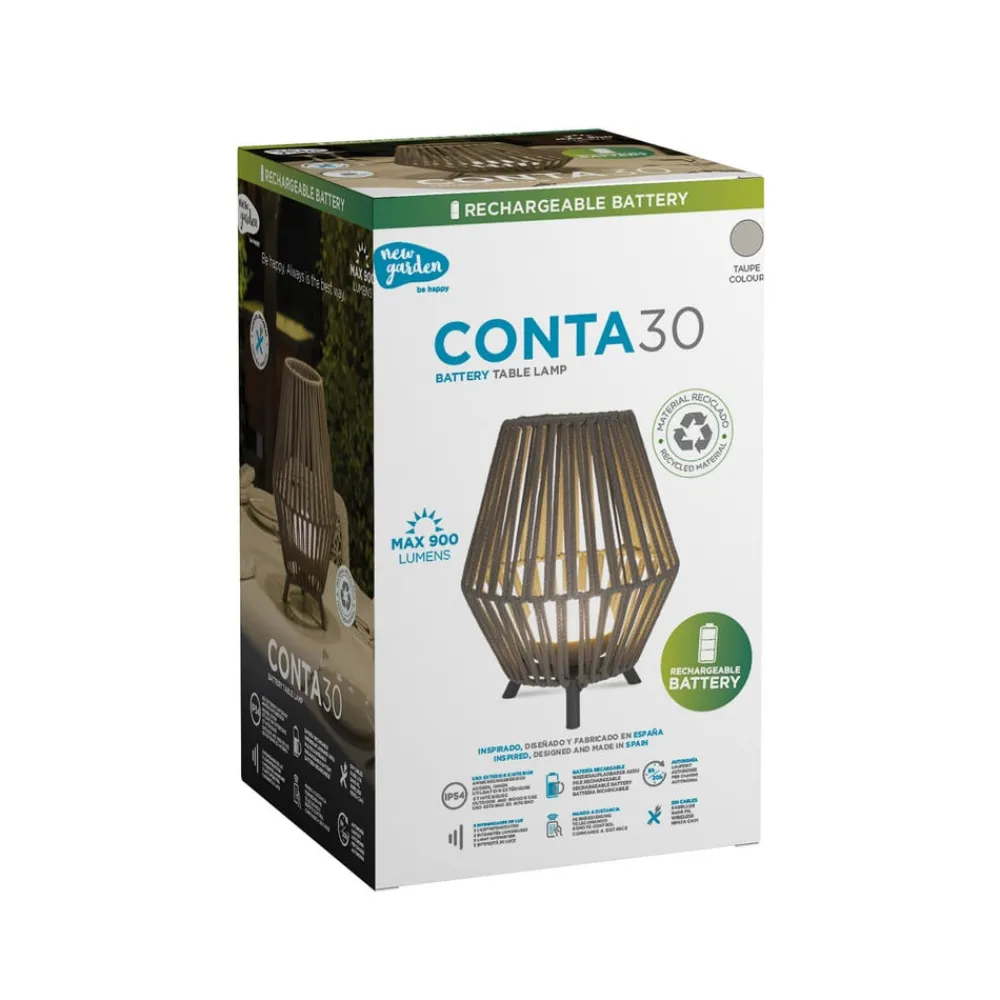 Newgarden Dekorationsbelysning|Terrassebelysning > Conta LED-bordlampe taupe 32cm