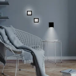 Væglamper ^ Newgarden LED-væglampe Box 8, sort, 7,5x7,5cm