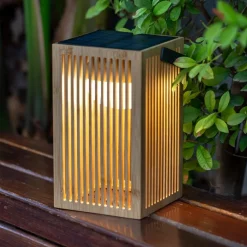 Dekorationsbelysning|Solcellelamper ^ Newgarden Okinawa LED-bordlampe solcelle, bambus