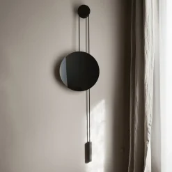New Works Møbel Og Interiør > spejl Rise and Shine, sort, Ø 45 cm, glas