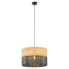 Pendellamper ^ TK Lighting Nicol hængelampe, sort/træ-effekt, Ø 38 cm, 1-lys, 1 x E27